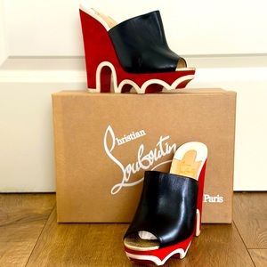 Christian Louboutin Mulacramp 140MM Red Sole Platform Wedge sz 37